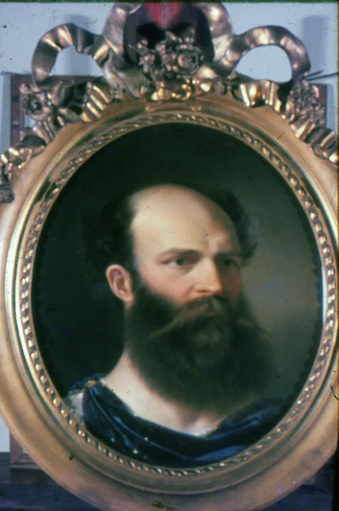 Batthyány Lajos ovális portréja díszes keretben – Barabás Miklós festménye