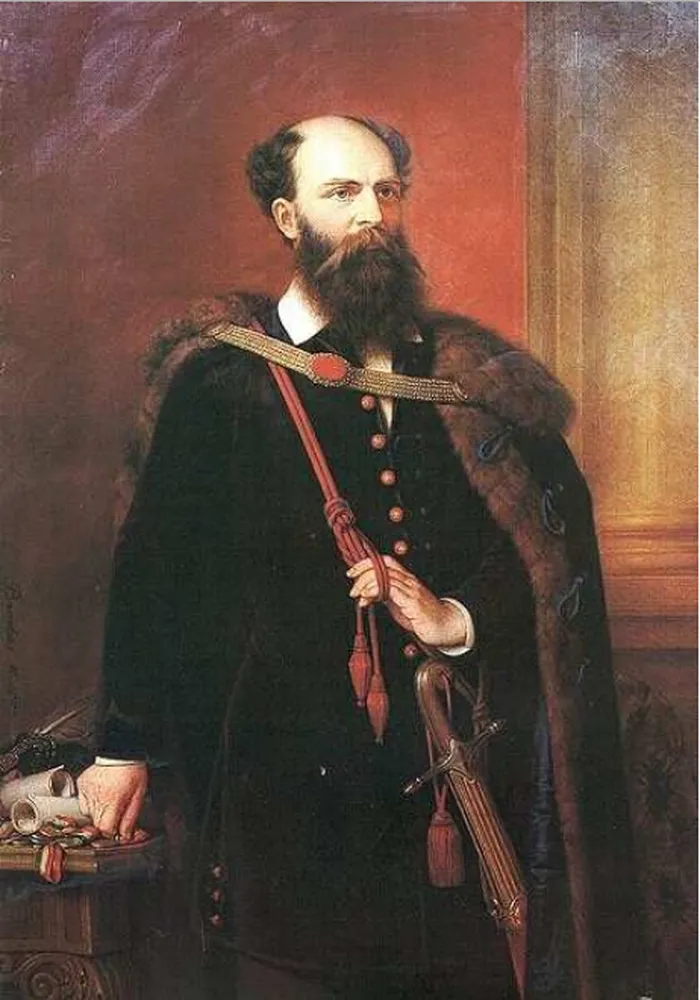 Barabás Miklós Batthyány Lajos portréja magyar díszruhában, prémes mentével