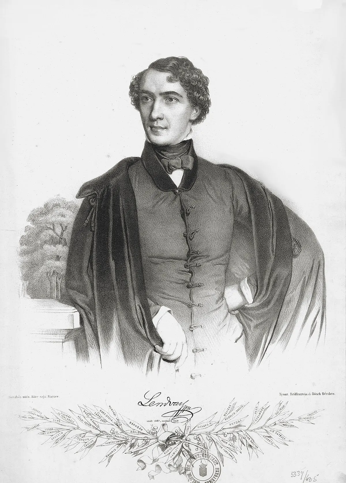 Barabás Miklós litográfiái – Lendvay Márton portréja 19. századi kőnyomat