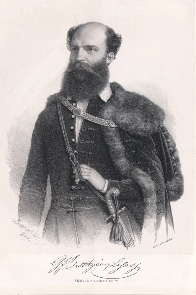 Batthyány Lajos mellképe magyar díszruhában – Barabás Miklós litográfiája