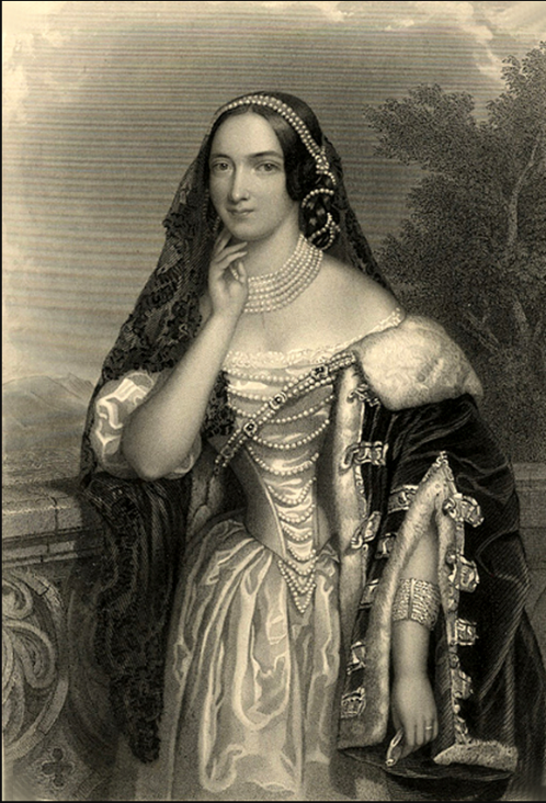 Zichy Karolina grófnő portréja gazdagon díszített ruhában és ékszerekkel