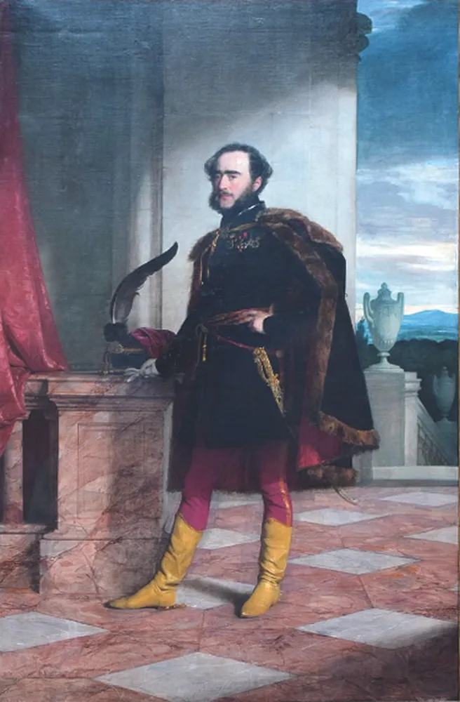 Friedrich von Amerling: Széchenyi István portréja, 1836, egész alakos nemesi ábrázolás palástban és karddal