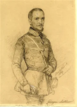 Görgei Artúr portréja – a szabadságharc hadvezére, 1849 Barabás Miklós litográfia Görgei Artúr portréjáról honvéd egyenruhában