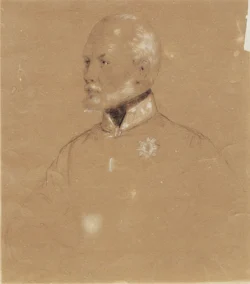 Bem József mellképe – Barabás Miklós rajza Barabás Miklós rajzolt portré Bem Józsefről mellkép formátumban